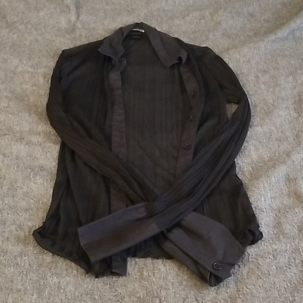 Black Sheer Button Up Shirt. Size M. Misdemeanor.